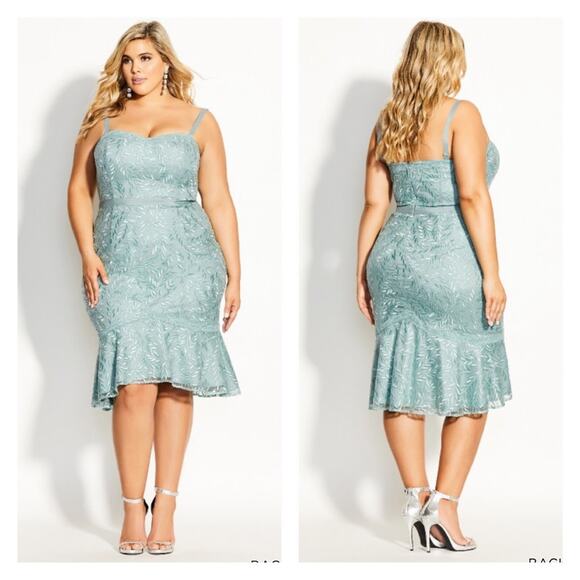 City Chic Seafoam Green Vine Embroidered Dress Sz.XXL(24) NWT - Picture 3 of 15